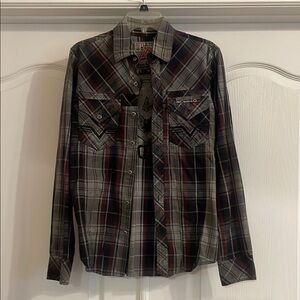 Affliction Black and Red Casual Button Down Shirt